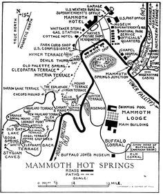 Map showing the Mammoth Hot Springs area. | Mammoth Hot Springs & Yellowstone National Park ...