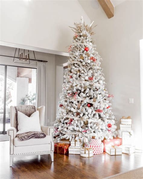 Flocked Christmas tree decorating ideas for the 2021 festive season