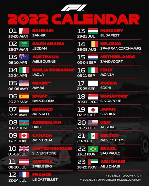 F1 2023 Printable Schedule