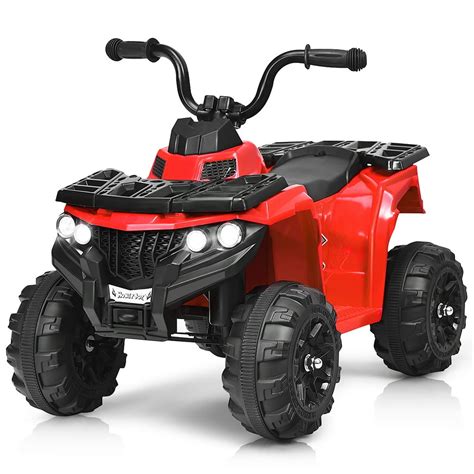 Costway 6V Battery Powered Kids Ride On ATV 4-Wheeler Quad w/ MP3 & LED Headlight Red - Walmart ...