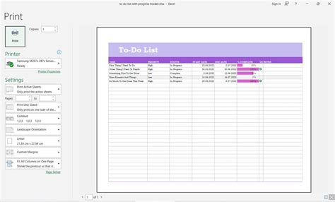 To Do List With Progress Tracker Excel Template - Etsy