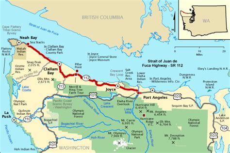 Strait of Juan de Fuca Highway - SR 112 - Map | America's Byways | Olympic national park map ...