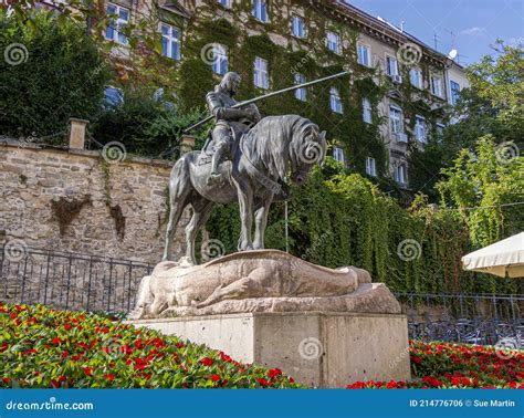 St. George and the Dragon Statue Stock Photo - Image of architecture, people: 214776706