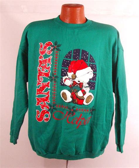 Ugly Christmas Sweater Vintage Sweatshirt Santa's Helper Tacky Holiday on Etsy Santa Helper ...