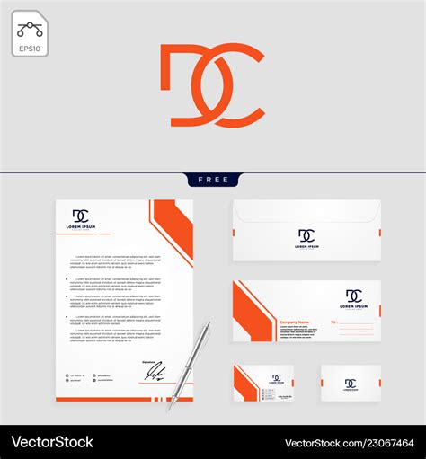 Dc minimal logo template and stationery design Vector Image