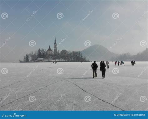 Magical Lake Bled Winter Fairyland Island Church Stock Photo - Image of winter, lake: 94953692