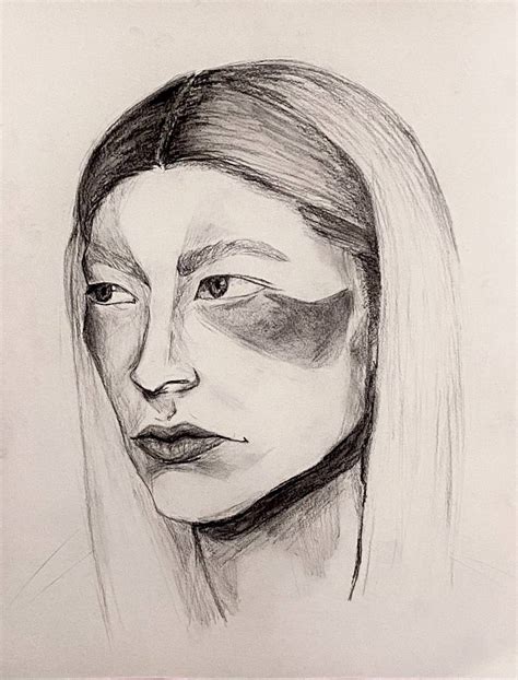 Hunter Schafer Portrait Drawing by Mia George | Saatchi Art