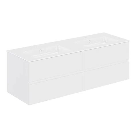 BIM objects - Free download! MOD 160,5 cm 4-drawers cabinet with glossy double sinked washbasin ...