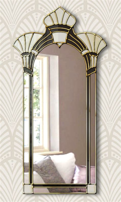 Amelia Original Handcrafted Art Deco Full Length Fan Wall Mirror in Cream and Black - Bespoke ...