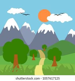 Sunny Day Landscape Illustration Stock Vector (Royalty Free) 1057617125 | Shutterstock