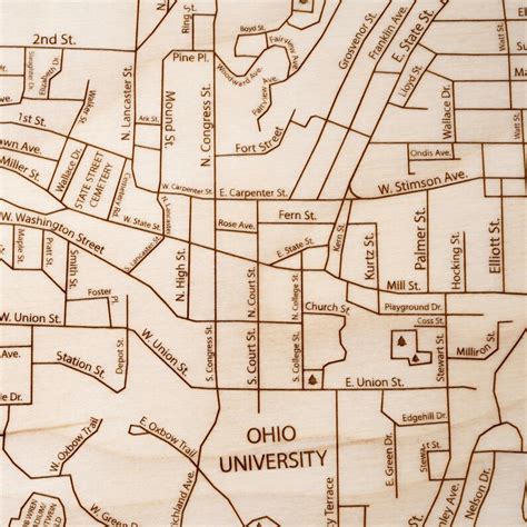 Athens Ohio Map Street Map of Athens Laser Cut Ohio | Etsy