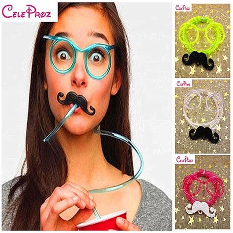 Creartive Drinking Straw Glasses Birthday Party Glasses Straw Funny Crazy Glasses Straws ...