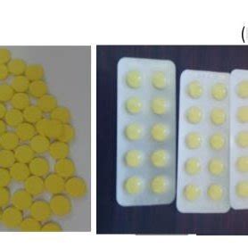 Metronidazole tablets before (A) and after blistering. | Download ...