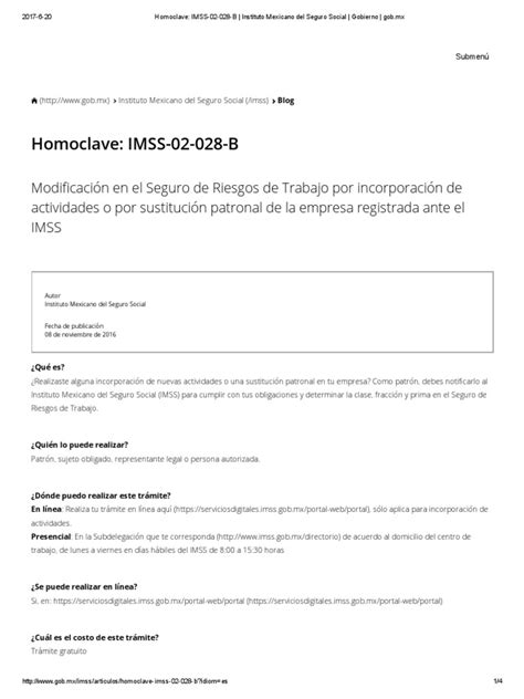 Homoclave - IMSS-02-028-B - Modificación en El SRT Por Incorporación de ...