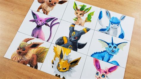 Drawing All EEVEE EVOLUTIONS - POKEMON - YouTube