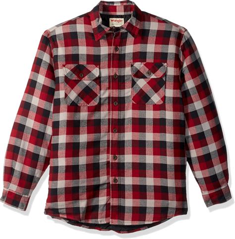 Wrangler Authentics Mens Authentics Long Sleeve Quilted Lined Flannel Shirt : Amazon.ca ...