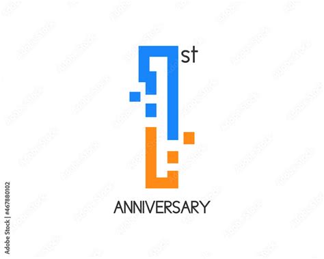 1 year anniversary logo design with digital concept and pixel icon Stock Vector | Adobe Stock