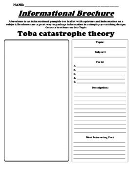 Toba catastrophe theory "Informational Brochure" WebQuest & Worksheet