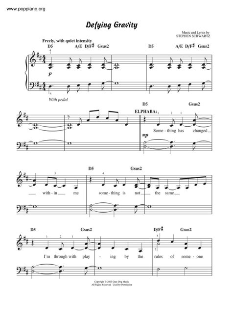 defying gravity | Sheet Music | Piano Score Free PDF Download | HK Pop ...