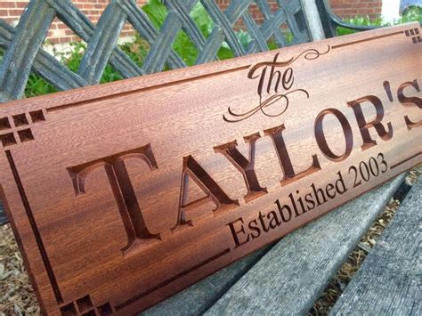 Buy Custom Carved Family Established Sign On Sapele, made to order from Real Wood Signs ...