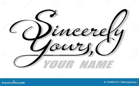 Underscore Handwritten Text Sincerely Yours with Shadow. Hand Drawn ...