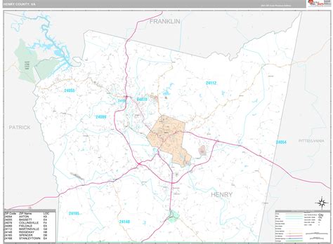 Henry County, VA Wall Map Premium Style by MarketMAPS - MapSales