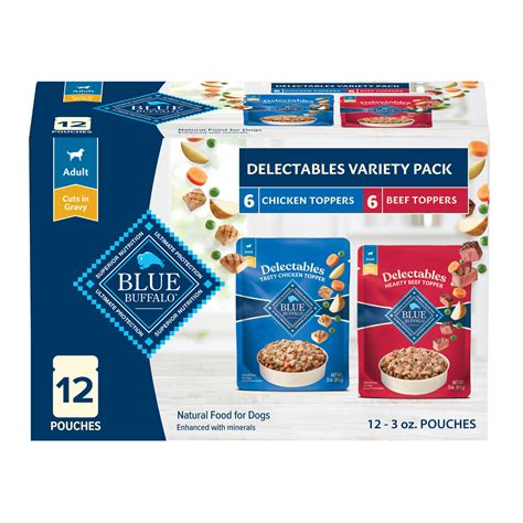 Blue Buffalo Delectables, Chicken & Beef, Natural Wet Dog Food Variety Pack, 3 oz., Count of 12 ...