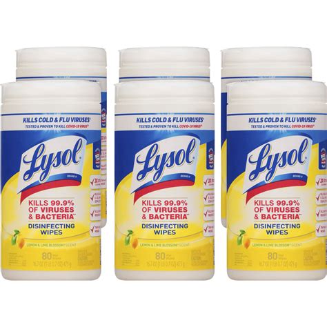 Lysol Disinfecting Wipes - Lemon, Lime Blossom - 8" x 7" - White - Bleach-free, Anti-bacterial ...