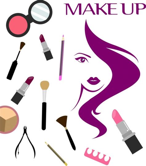 Beauty salong background makeup accessories icons woman sketch Vectors ...