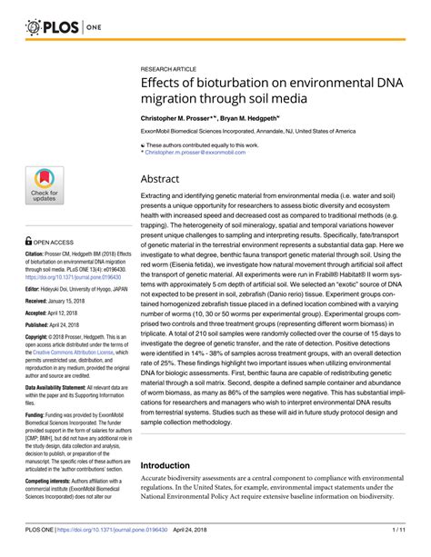 (PDF) Effects of bioturbation on environmental DNA migration through soil media