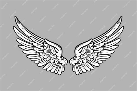 Premium Vector | Sketch angel wings angel feather wing vector illustration