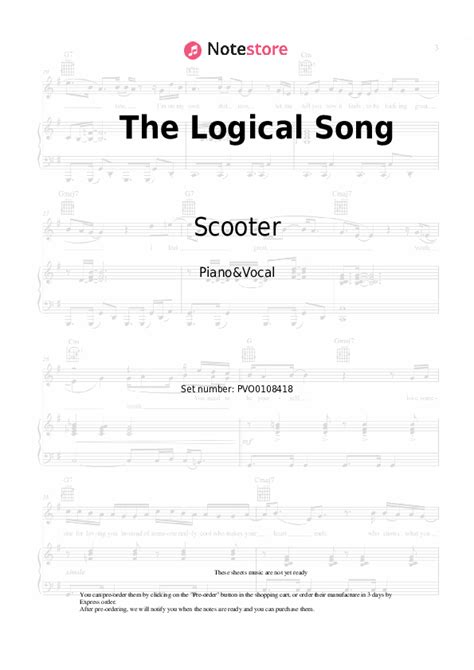 The Logical Song piano sheet music and voice Scooter in Note-Store.com | Piano&Vocal SKU PVO0108418