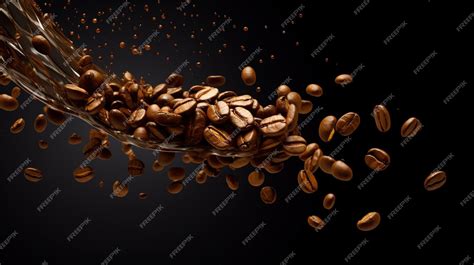 Premium AI Image | Falling coffee beans on dark background