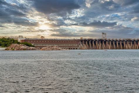 Dnieper River and Hydroelectric Power Plant Dam in Zaporizhia, Ukraine Stock Photo - Image of ...