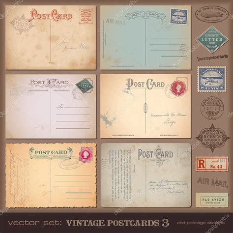 Vintage postcards and postage stamps — Stock Vector © studio_accanto ...