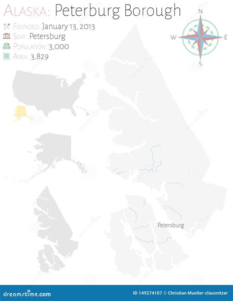 Map of Petersburg Borough in Alaska Stock Vector - Illustration of ...