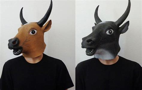 Halloween Bull Head Mask CostumeBlack/Grey/Yellow Cow by MagicMask