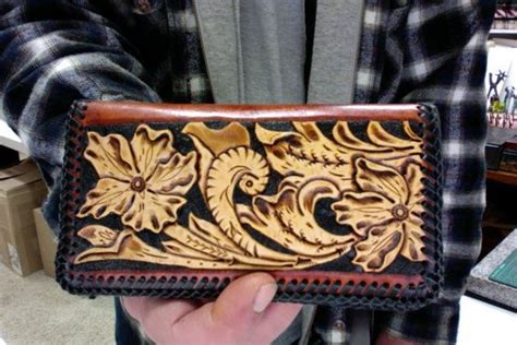 Checkbook Cover / Hand Carved and Tooled / Western / Leather Check Book Cover / Leather Check ...