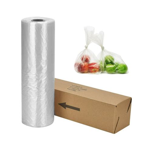SJPACK 12" X 20" Plastic Produce Bag on a Roll, Food Storage Clear Bags, 350 Bags Per Roll, 1 ...