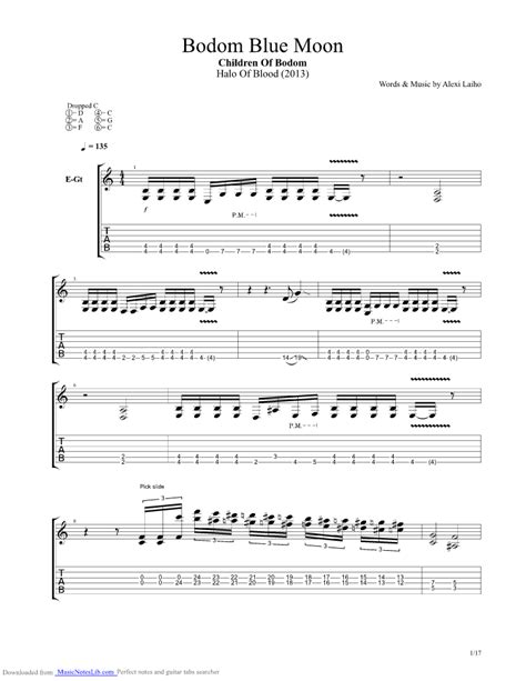 Bodom Blue Moon guitar pro tab by Children Of Bodom @ musicnoteslib.com