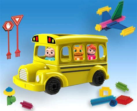 Promo Cocomelon School Bus Set Fun Bricks ORIGINAL STEAM STEM Toys ...