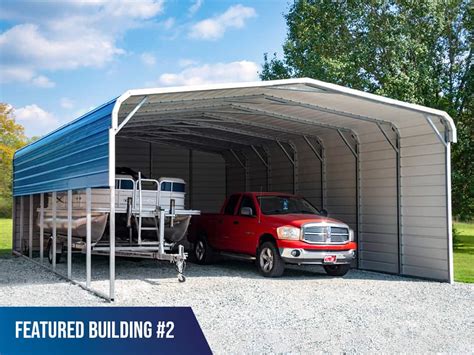 24x35x9 Regular Roof Metal 2-Car Carport - Metal Carports