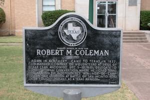 Historic Plaque, Robert M. Coleman - The Portal to Texas History