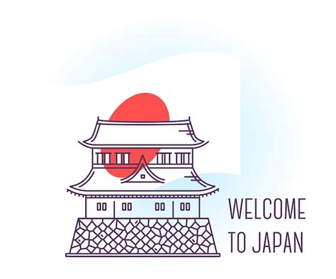 Premium Vector | Illustration of imperial palace tokyo landmark symbol ...