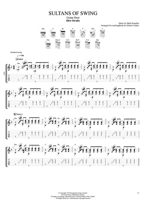 Tablature Sultans of Swing de Dire Straits (Guitar Pro) - Duo de guitares | mySongBook