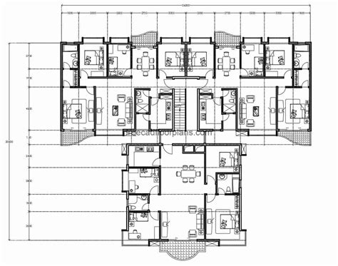 Residential Building Autocad Plan, 2307201 - Free Cad Floor Plans