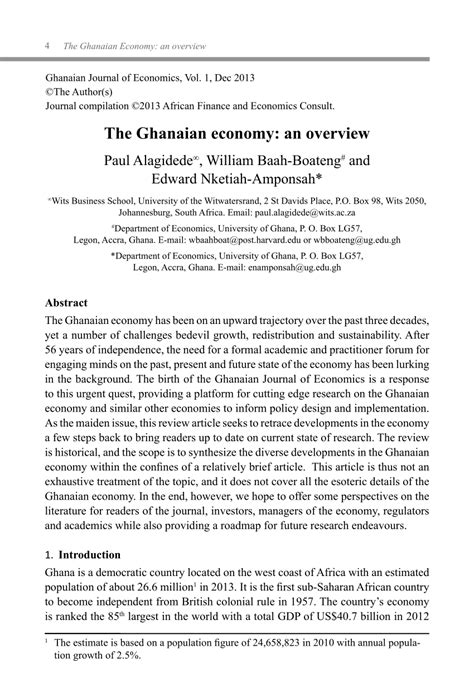 (PDF) The Ghanaian Economy: An Overview