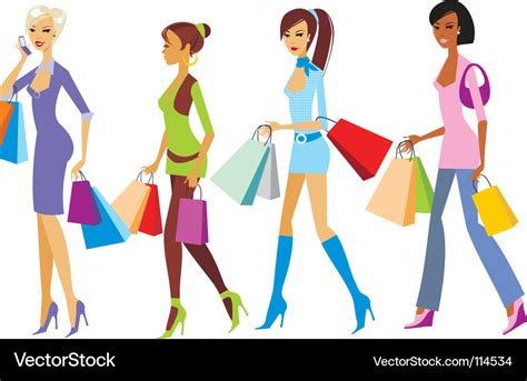 Shopping girls Royalty Free Vector Image - VectorStock