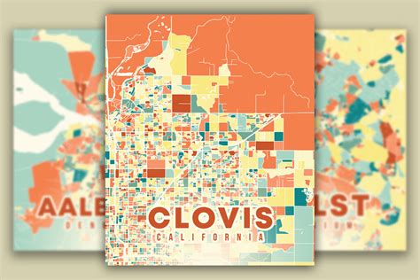 Clovis California Colorful Map Graphic by Poster Boutique · Creative ...