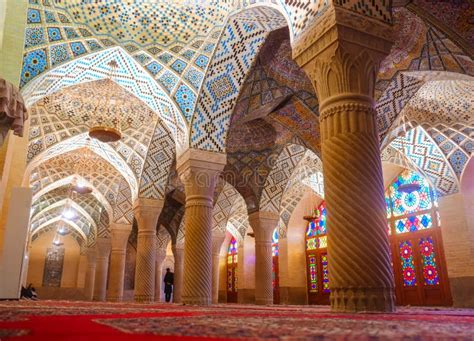 Interior of the Nasir-ol-molk or Pink Mosque. Shiraz, Iran. Editorial Photo - Image of mosque ...